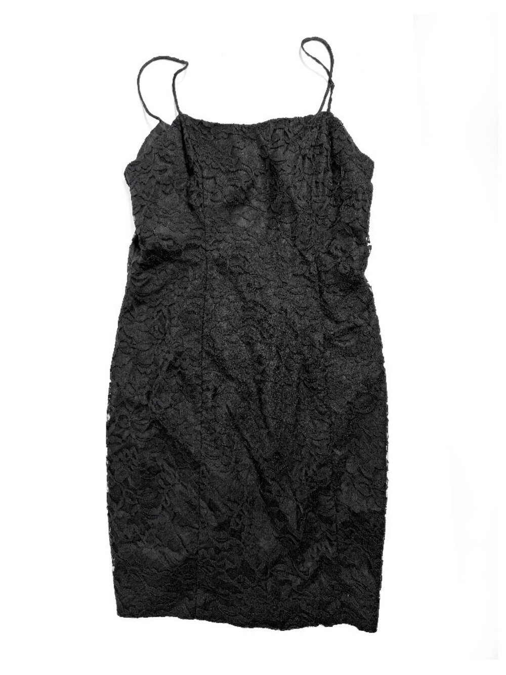 Vintage 1990s Scarlett Nite Black Floral Lace Spaghetti Strap Mini Dress